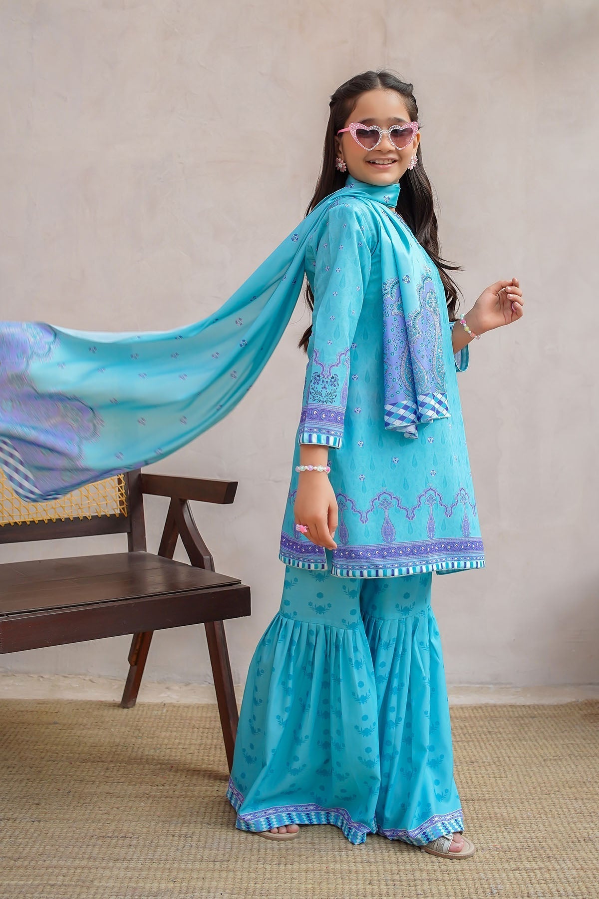Ochre Clothing Girls Full Suits Swiss Lawn Digital Printed 3 Pc Suit