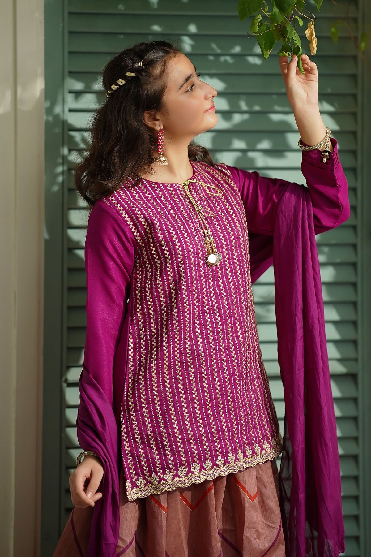 Ochre Clothing Raw Silk Embroidered 3 Pc Suit Collection'2025-MHD-13
