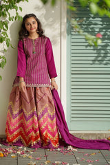 Ochre Clothing Raw Silk Embroidered 3 Pc Suit Collection'2025-MHD-13