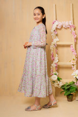 Ochre Clothing Sequence Embroidered/Printed Chiffon Dress