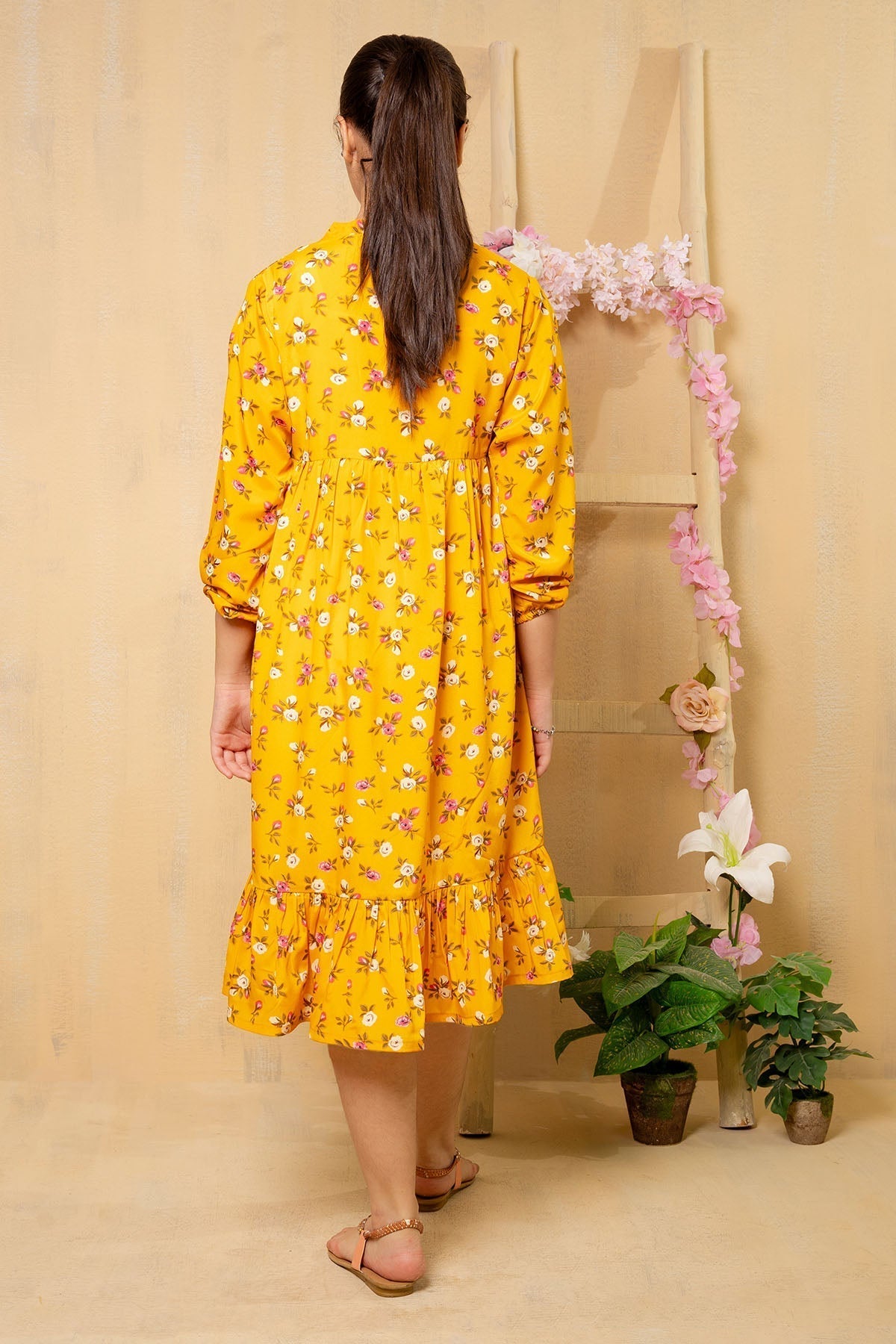 Ochre Clothing Georgette Printed Dress