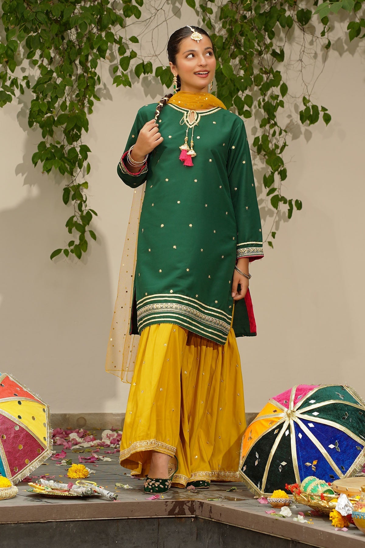 Ochre Clothing Raw Silk Embroidered 3 Pc Suit Collection'2025-MHD-11
