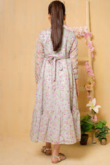 Ochre Clothing Sequence Embroidered/Printed Chiffon Dress