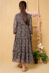 Ochre Clothing Western Tops Printed Georgette Full Length Dress