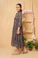 Ochre Clothing Western Tops Printed Georgette Full Length Dress