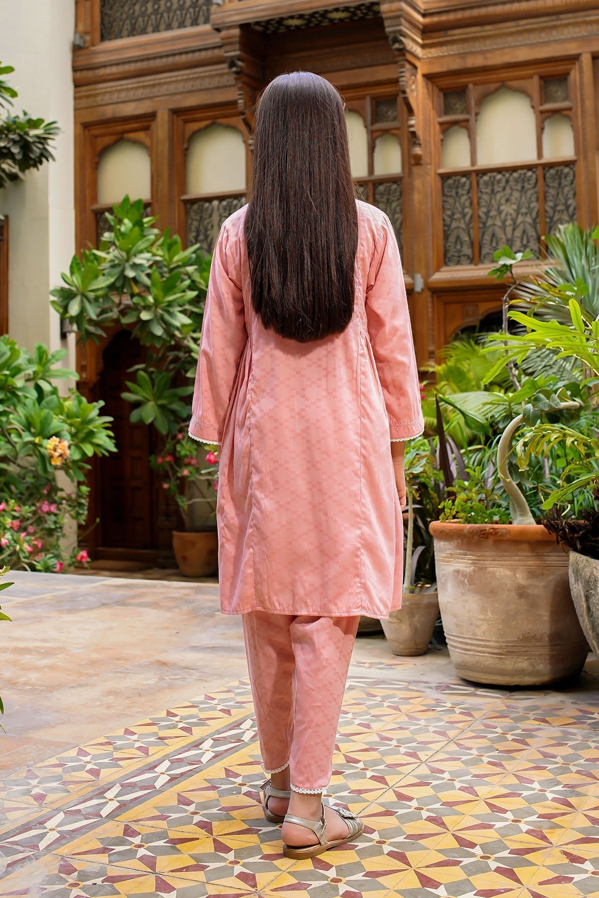 Ochre Clothing Chambray Cotton Embellished 2 Pc Suit