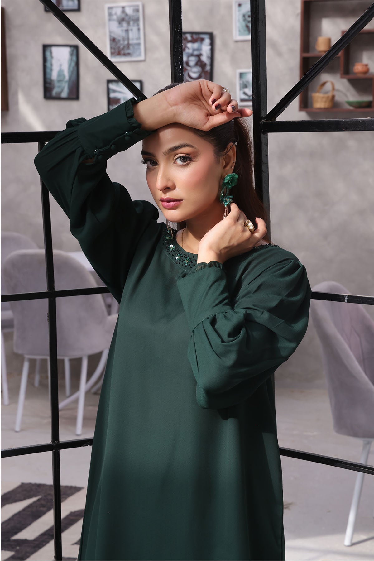 Ochre Clothing Georgette Hand Adda Work Women's 2 Pc Suit