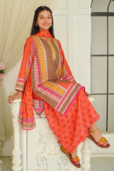 Ochre Clothing Girls Full Suits Swiss Lawn Digital Printed 3 Pc Suit