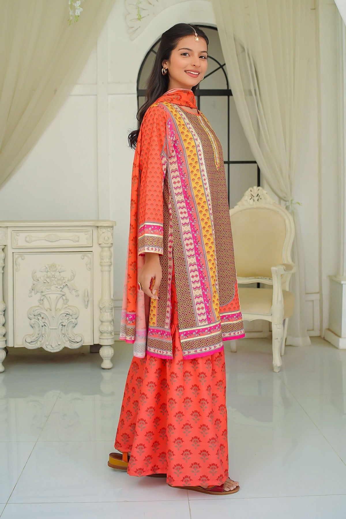 Ochre Clothing Girls Full Suits Swiss Lawn Digital Printed 3 Pc Suit