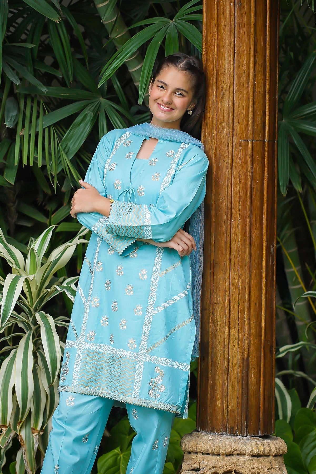 Ochre Clothing Cotton Printed 3 Pc Suit