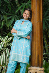 Ochre Clothing Cotton Printed 3 Pc Suit