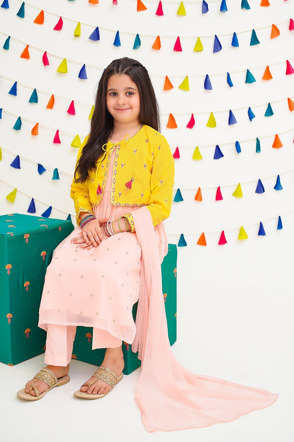 Chiffon Embroidered 3 Pc Suit - Wear Ochre