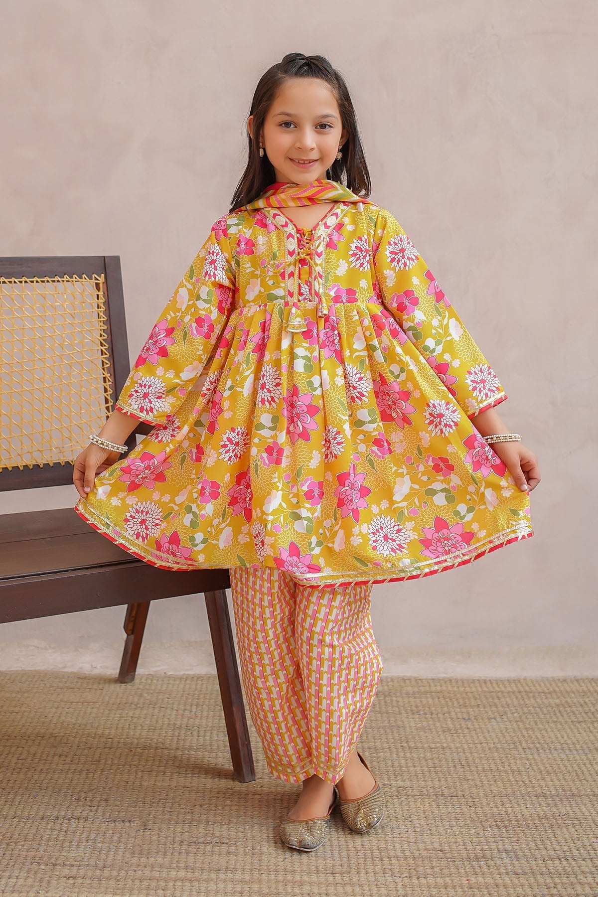 Ochre Clothing Toddlers Eastern Swiss Lawn Digital Printed 3 Pc Suit