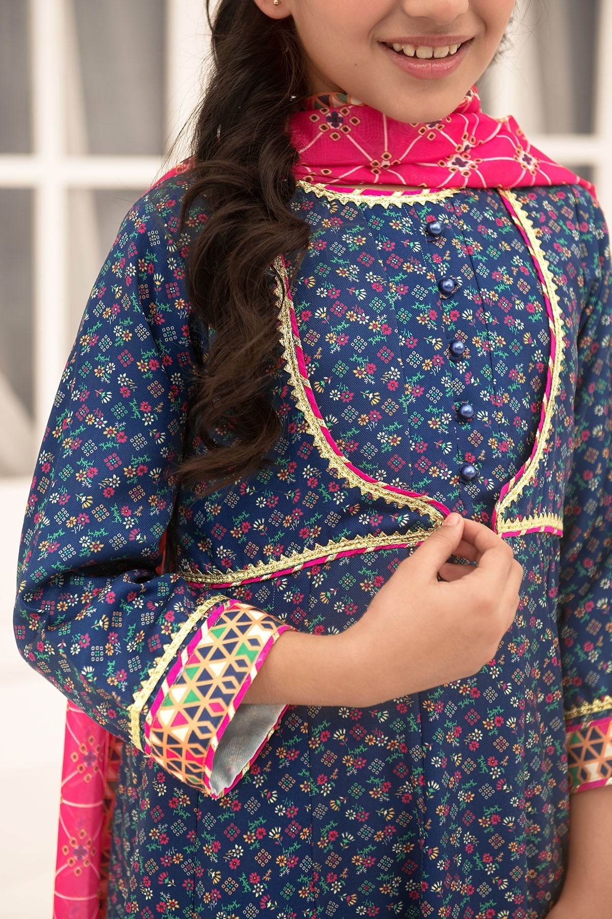 Ochre Clothing Herringbone Digital Printed 3 Pc Suit-COR-125