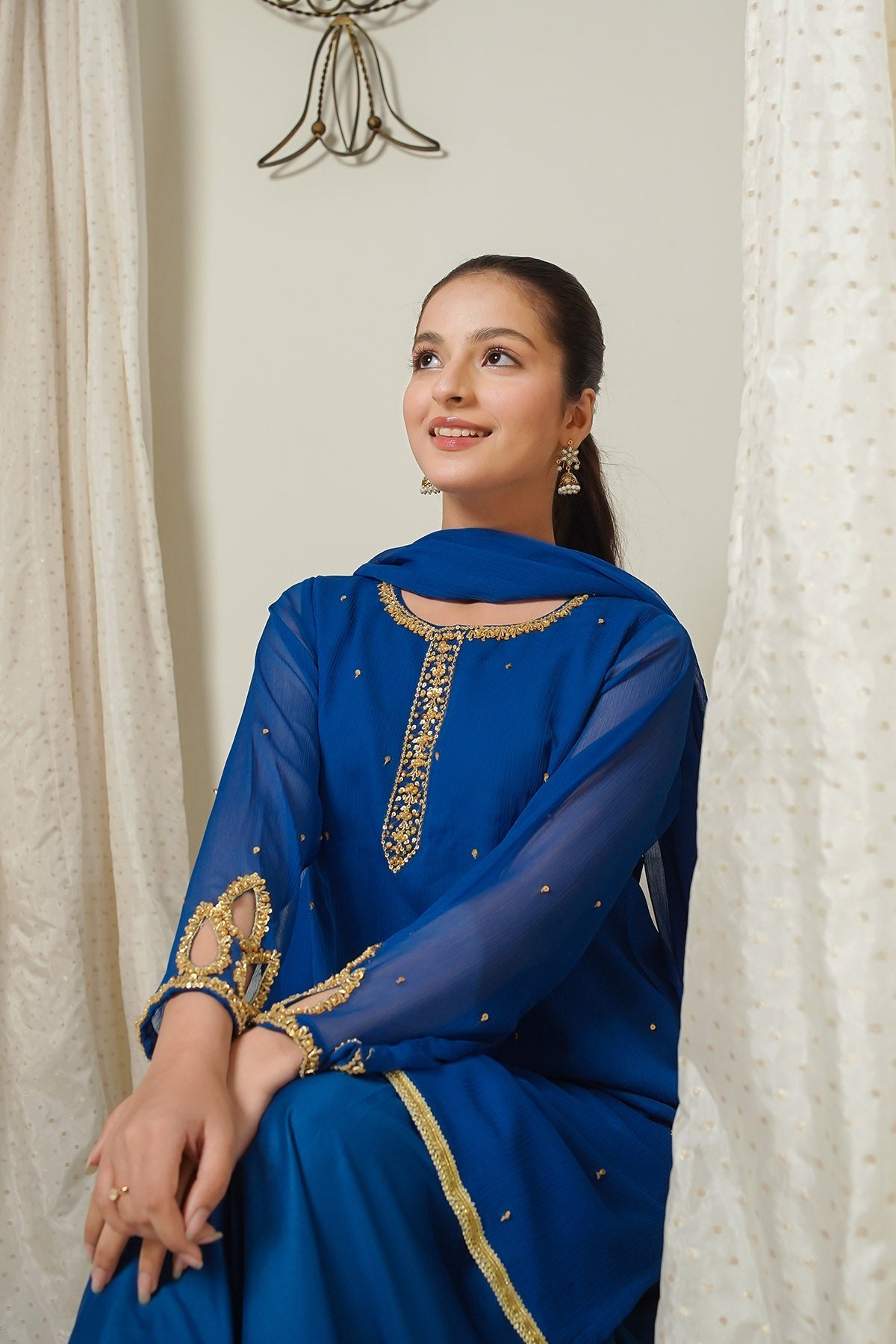 Chiffon Hand Adda Work 3 Pc Suit