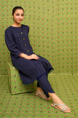 Dobby Cotton Embellished 2 Pc Suit - Wear Ochre