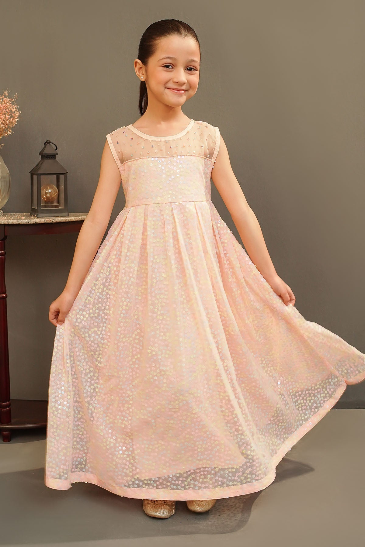Ochre Clothing Toddlers Eastern Sequence Net Dress