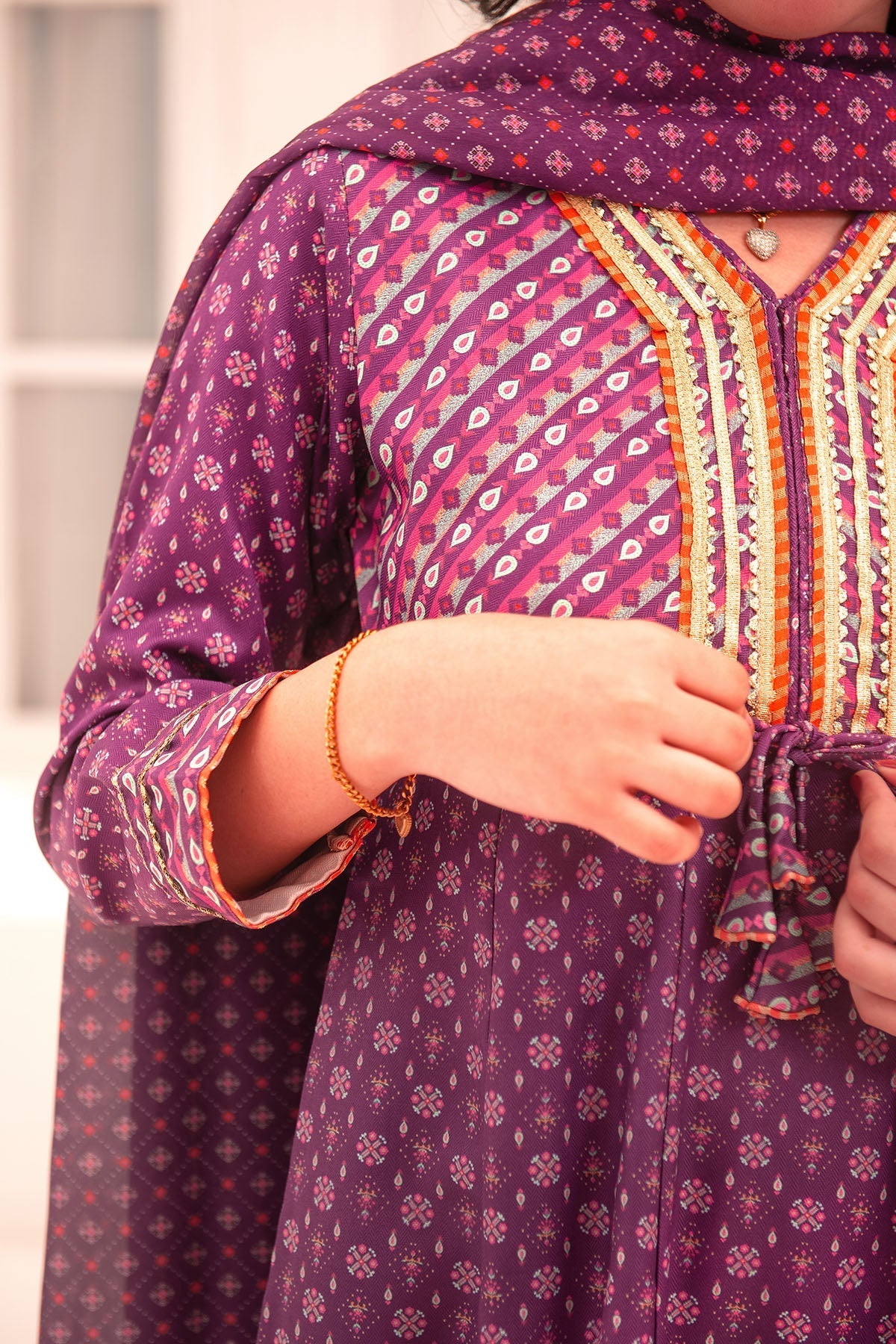 Ochre Clothing Herringbone Digital Printed 3 Pc Suit-COR-123