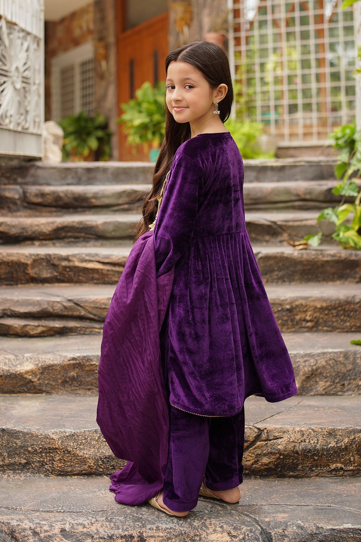 Ochre Clothing Velvet Hand Adda Work 3 Pc Suit Collection'2025-OVF-37