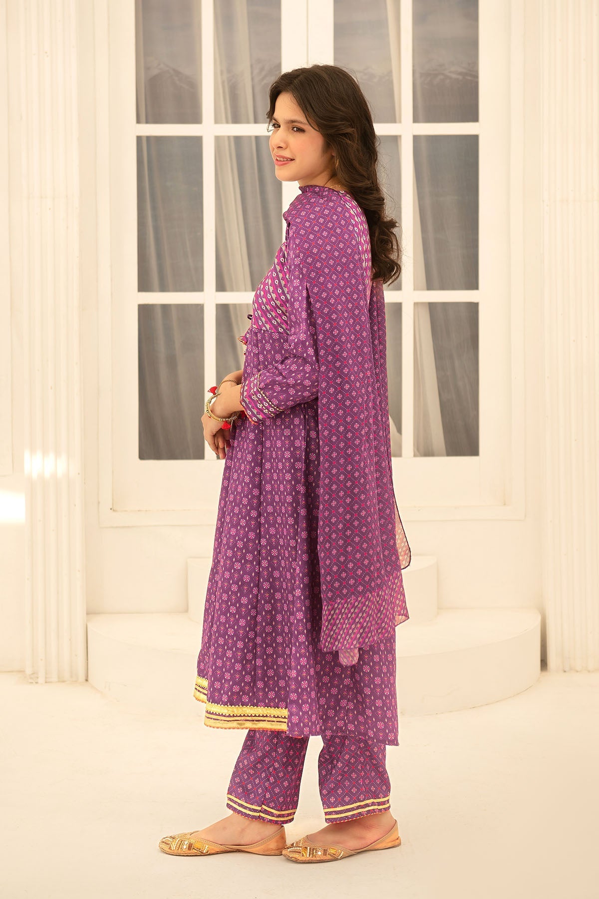 Ochre Clothing Herringbone Digital Printed 3 Pc Suit-COR-123
