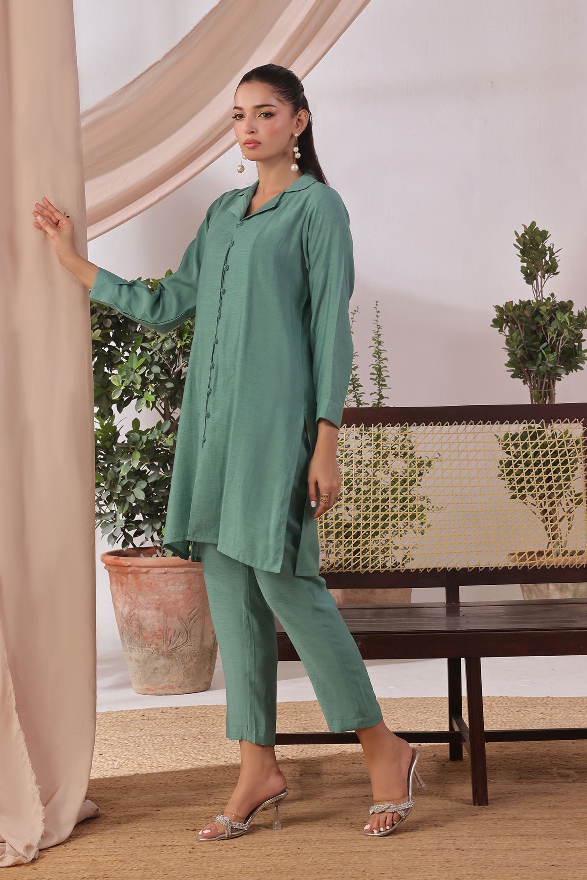 Ochre Clothing Slub Cotton Women's 2 Pc Suit