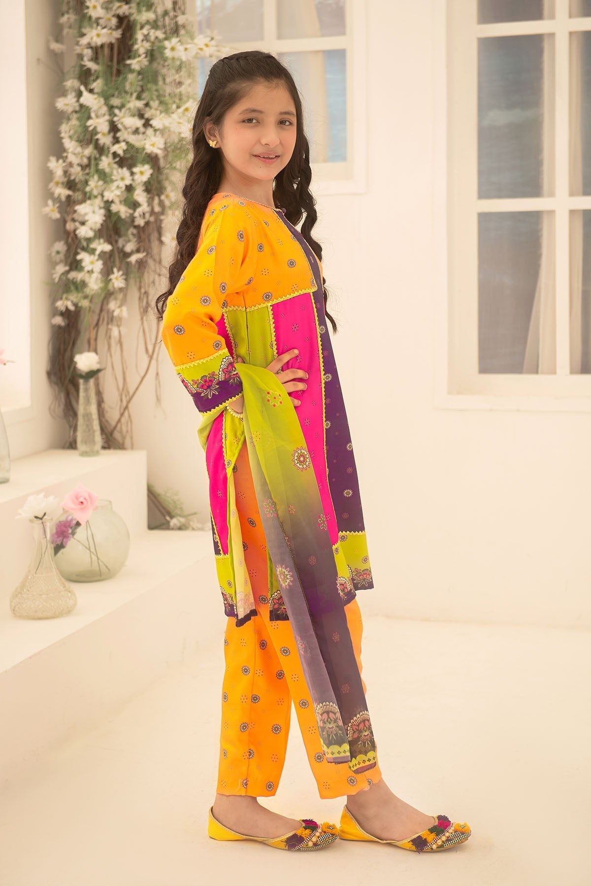 Ochre Clothing Herringbone Digital Printed 3 Pc Suit-COR-111