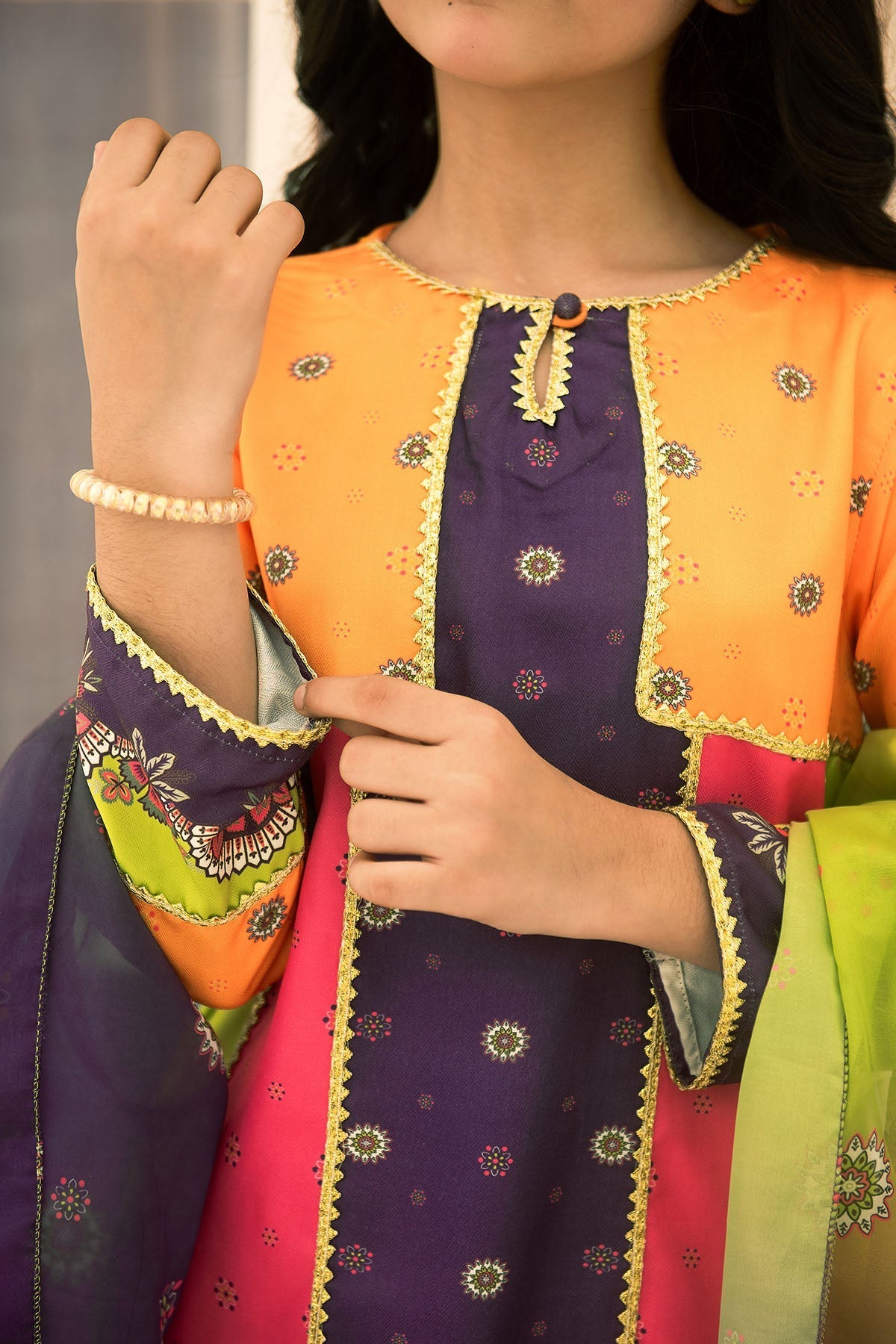 Ochre Clothing Herringbone Digital Printed 3 Pc Suit-COR-111
