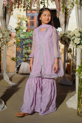 Ochre Clothing Girls Full Suits Chiffon Embroidered 3 Pc Suit