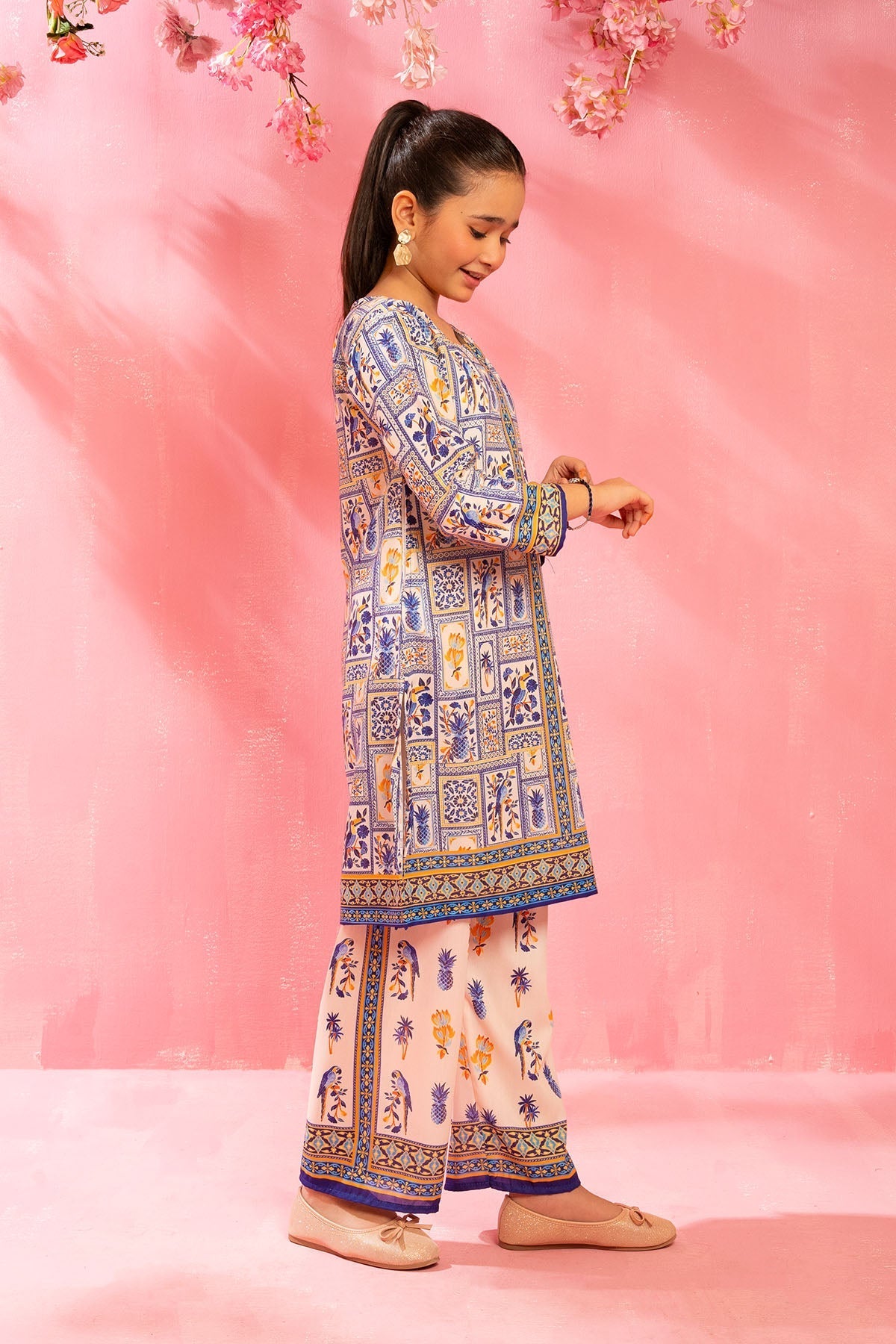 Ochre Clothing Girls Co-ords Swiss Lawn Digital Printed 2 Pc Suit