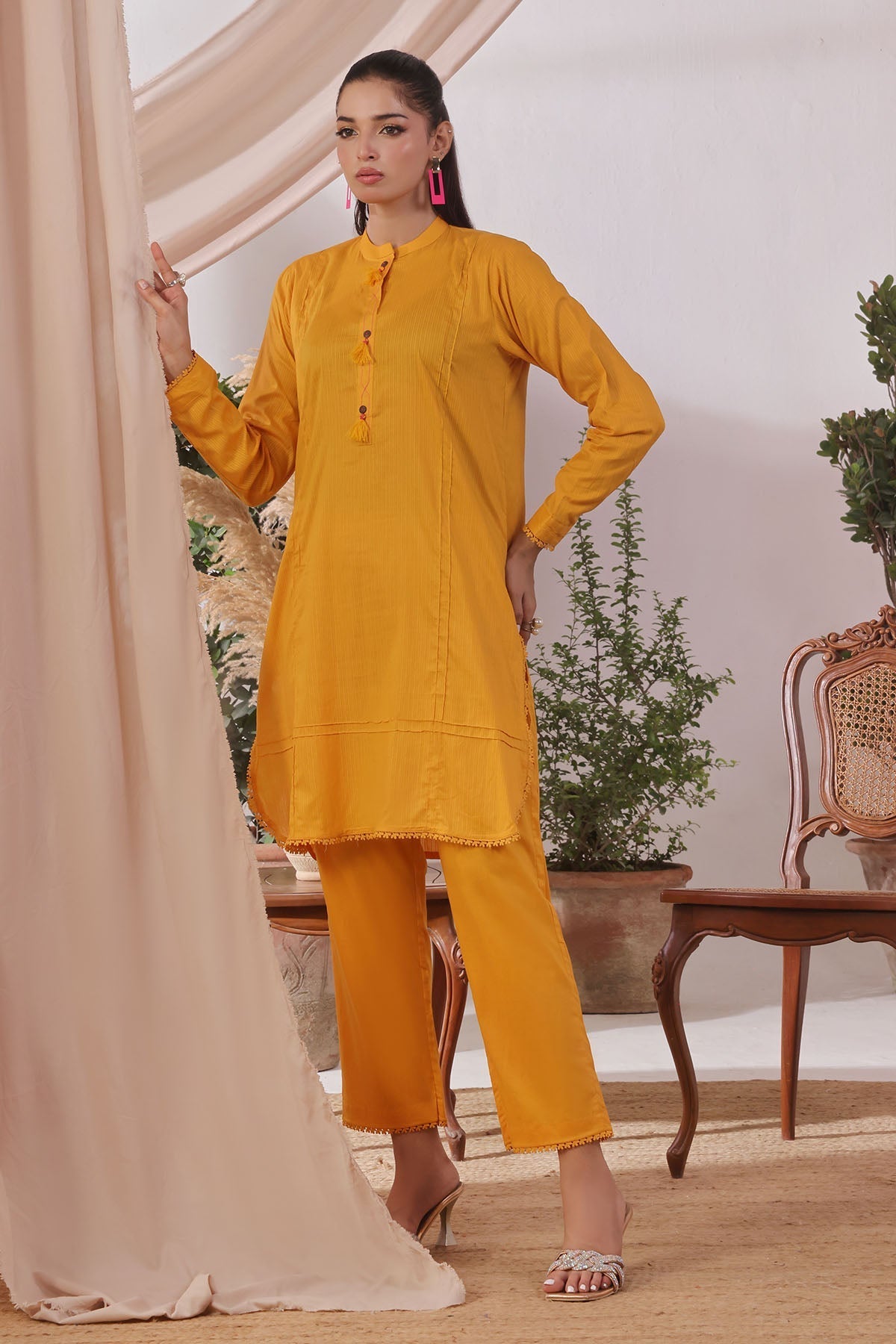 Ochre Clothing Chambray Cotton Women's 2 Pc Suit