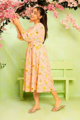 Ochre Clothing Western Tops Printed Georgette Full Length Dress