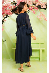 Ochre Clothing Western Tops Printed Georgette Full Length Dress