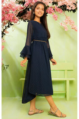 Ochre Clothing Western Tops Printed Georgette Full Length Dress