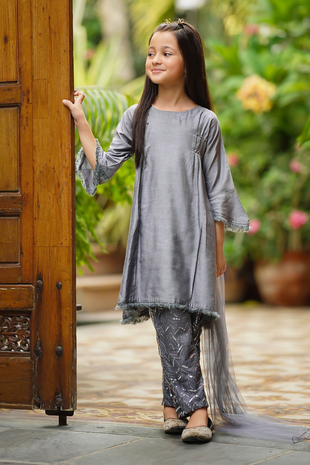 Ochre Clothing Cotton Silk Embellished 3 Pc Suit