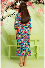 Ochre Clothing Western Tops Printed Georgette Full Length Dress