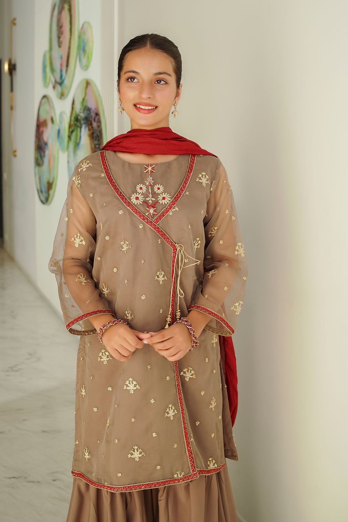 Ochre Clothing Organza Embroidered 3 Pc Suit Collection'2025-SHD-13