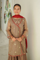 Ochre Clothing Organza Embroidered 3 Pc Suit Collection'2025-SHD-13
