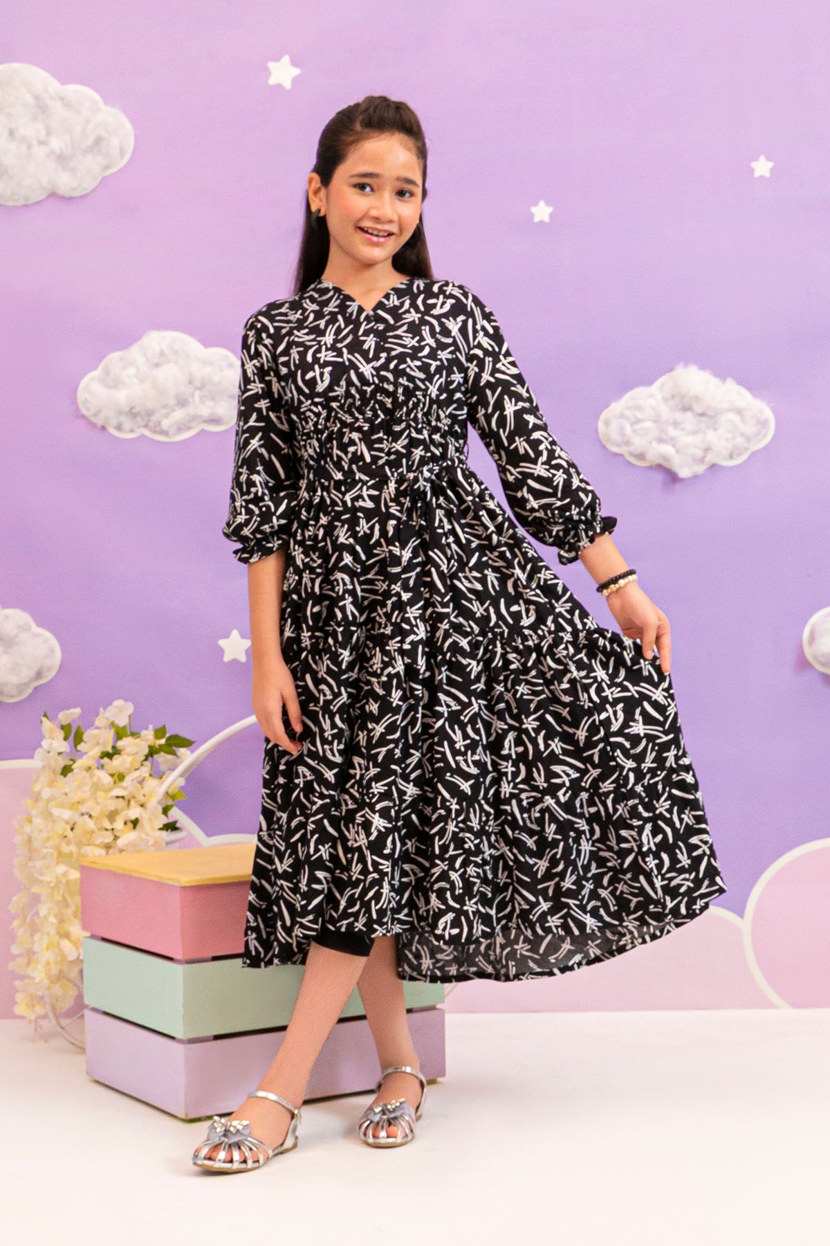 Ochre Clothing Boski Linen Printed Dress