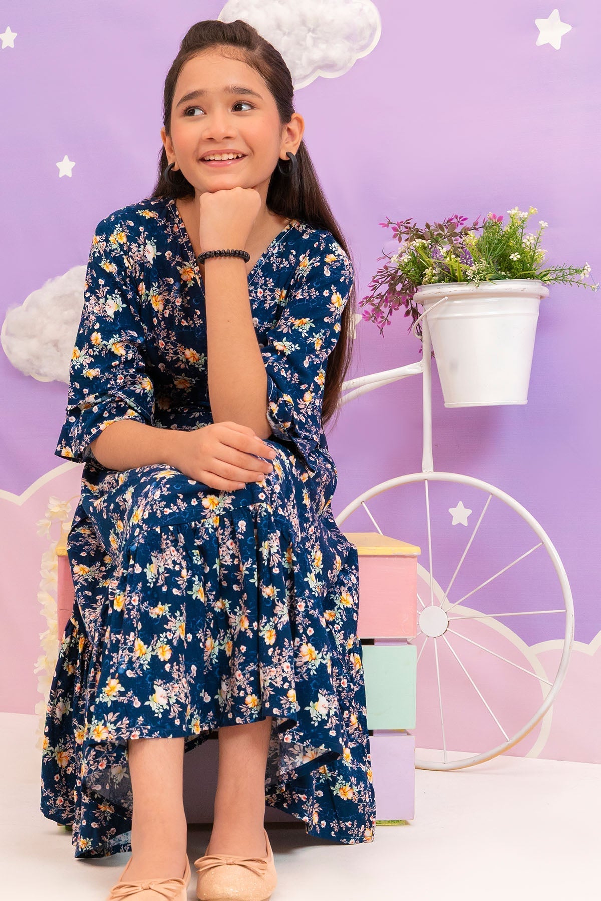 Ochre Clothing Boski Linen Printed Dress