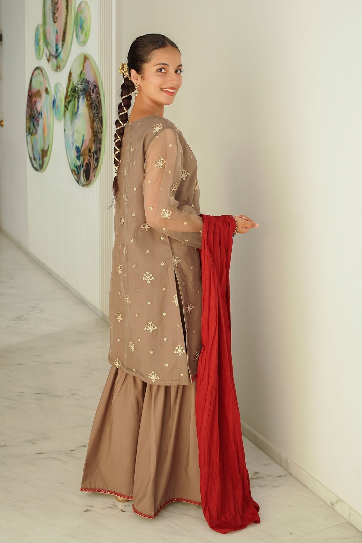 Ochre Clothing Organza Embroidered 3 Pc Suit Collection'2025-SHD-13