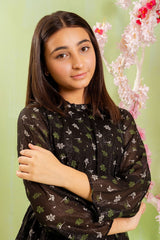Ochre Clothing Girls Full Suits Printed Zari Chiffon 2 Pc Suit