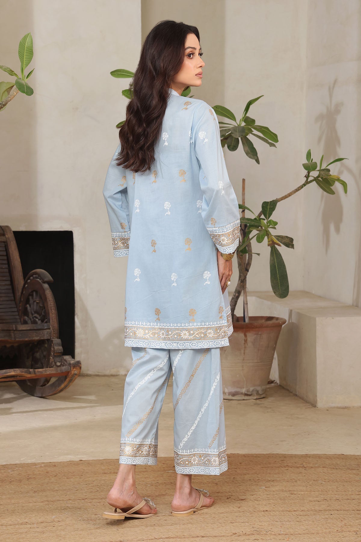 Ochre Clothing Rod Silk Block Printed Women's 2 Pc Suit