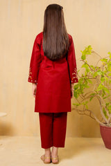 Ochre Clothing Girls Co-ords Cotton Embroidered 2 Pc Suit