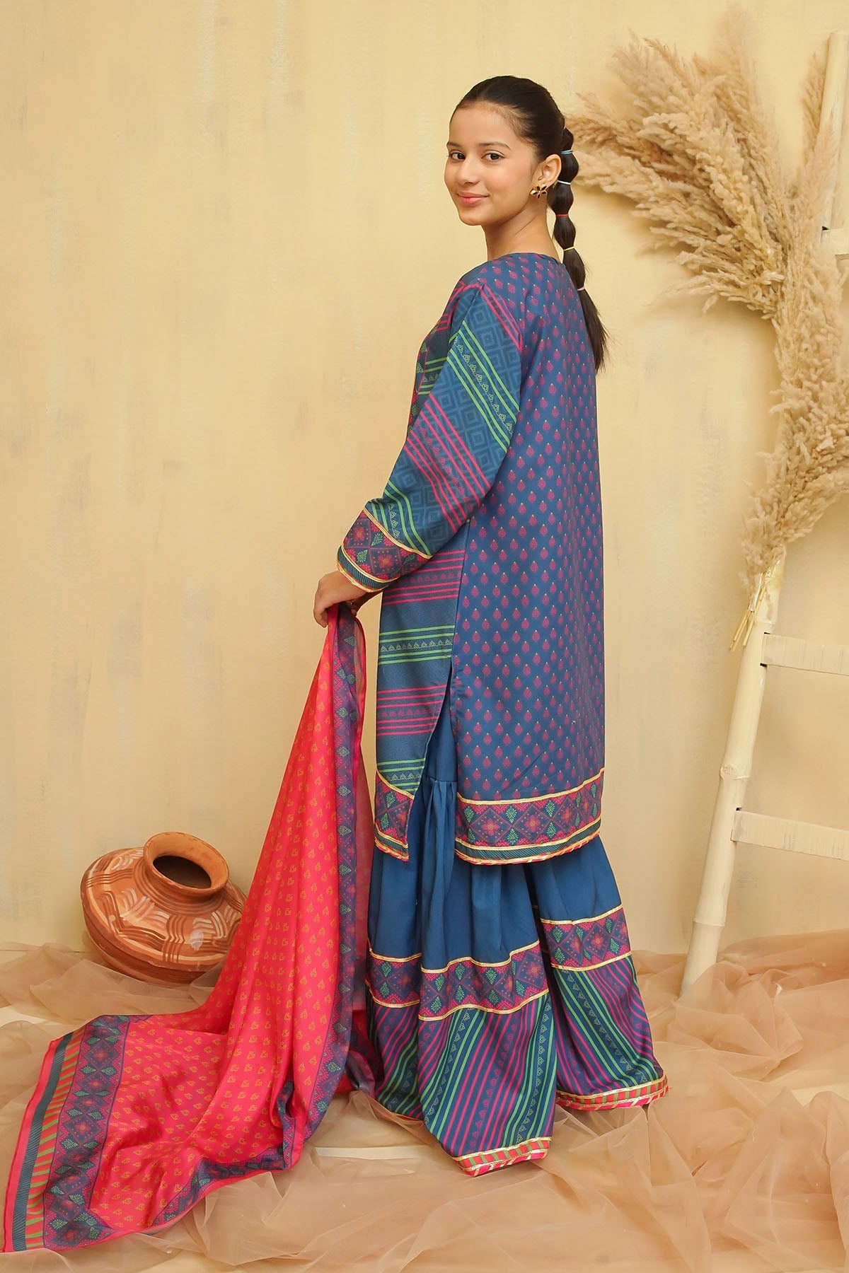 Ochre Clothing Girls Full Suits Swiss Lawn Digital Printed 3 Pc Suit