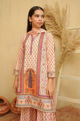 Swiss Lawn Digital Printed 3 Pc Suit - Wear Ochre