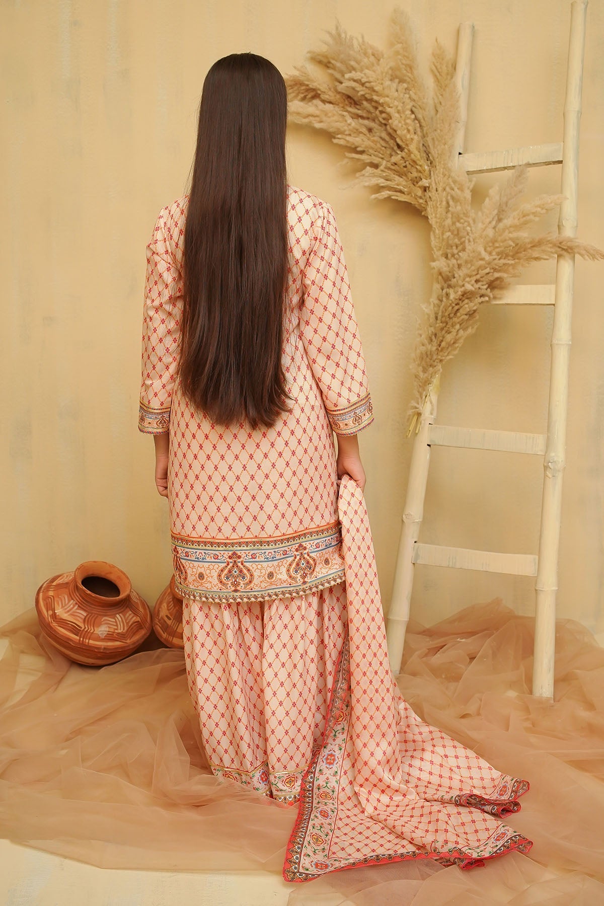 Swiss Lawn Digital Printed 3 Pc Suit - Wear Ochre