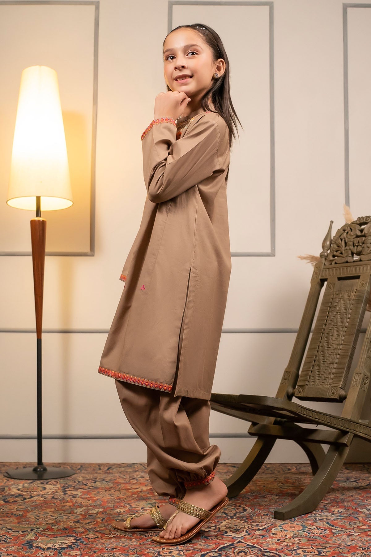 Ochre Clothing Cotton Embroidered 2 Pc Suit