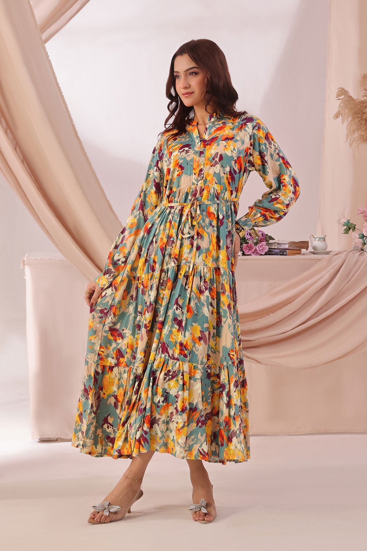 Ochre Clothing Women's Boski Linen Printed Dress