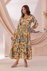 Ochre Clothing Women's Boski Linen Printed Dress