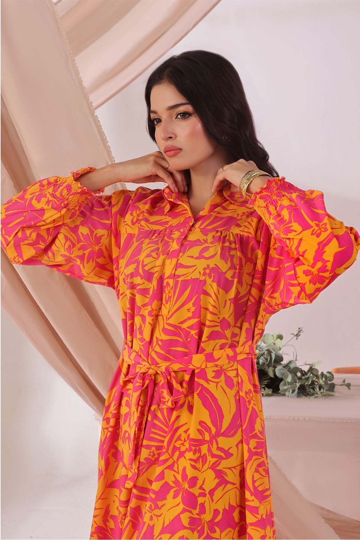 Ochre Clothing Women's Georgette Printed Dress